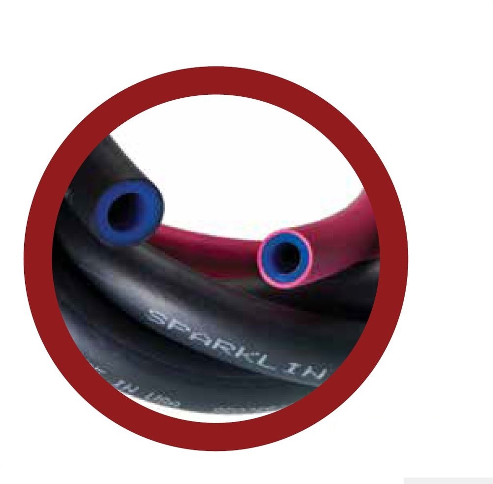 1A-360-0705 FREELIN-WADE TUBING<BR>WELD SPATTER 10MM X 6.5MM 500' BLUE/RED