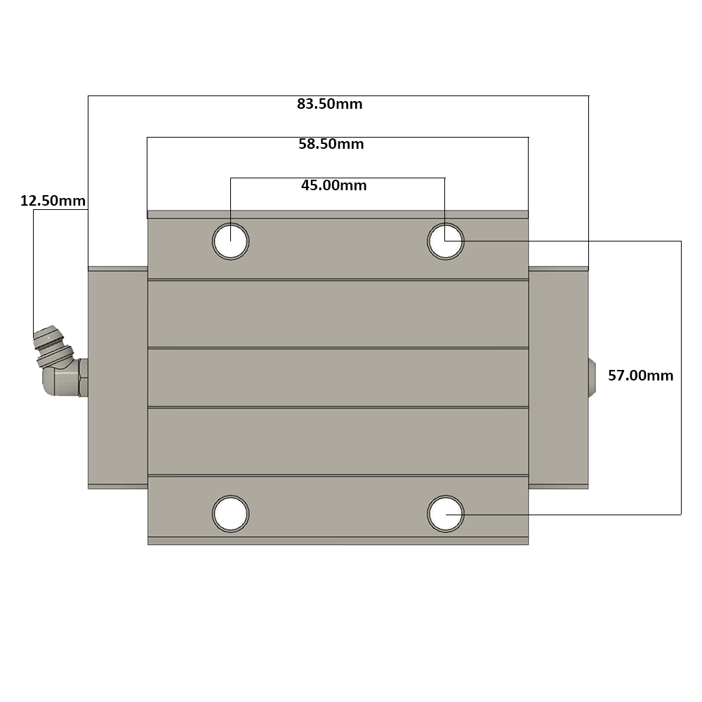 LSH25BK-F2L-H-D-M6 AIRTAC PROFILE RAIL BEARING<br>LSH 25MM SERIES, HIGH ACCURACY WITH NO PRELOAD (D) STANDARD, BOTTOM MOUNTING FLANGE - LONG BODY
