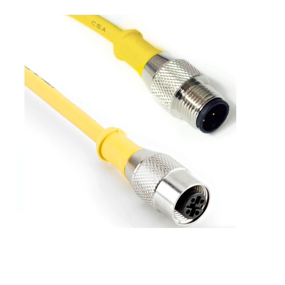 R-MS4TZ-V070.6+R-FS4TZ-V070.6 HTM CORDSET<BR>4 PIN M12 M/F STR 0.6M PVC YE