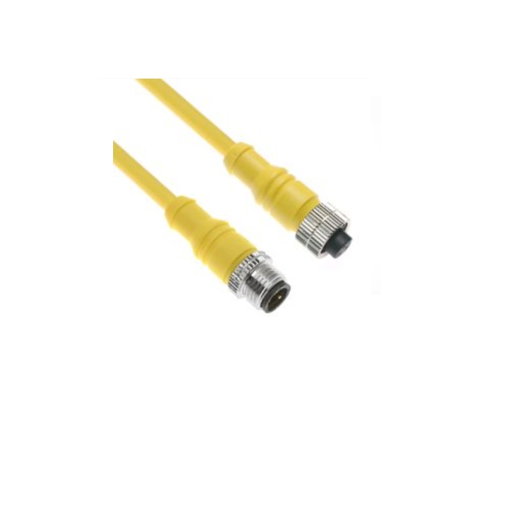 MACB-2MFP-4M MENCOM CORDSET<BR>2 PIN M12 M/F STR 4M PVC YE 22AWG 300VAC/DC BRAIDED