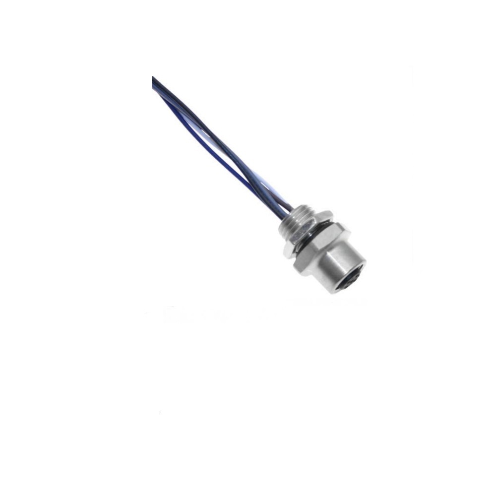 MDC-4FR-2-2M-18 MENCOM CIRCULAR CONNECTOR<BR>4 PIN M12 FEMALE STR FM 2M 18AWG 1/2" NPT THR 300VAC/DC