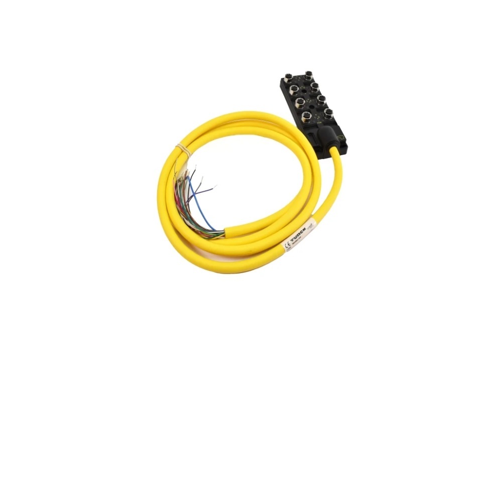 8MB12Z-4P2-10 TURCK JUNCTION BLOCK<BR>8-4 PIN M12 / 10M SIDE EXIT PVC YE 10-30VDC PNP LED