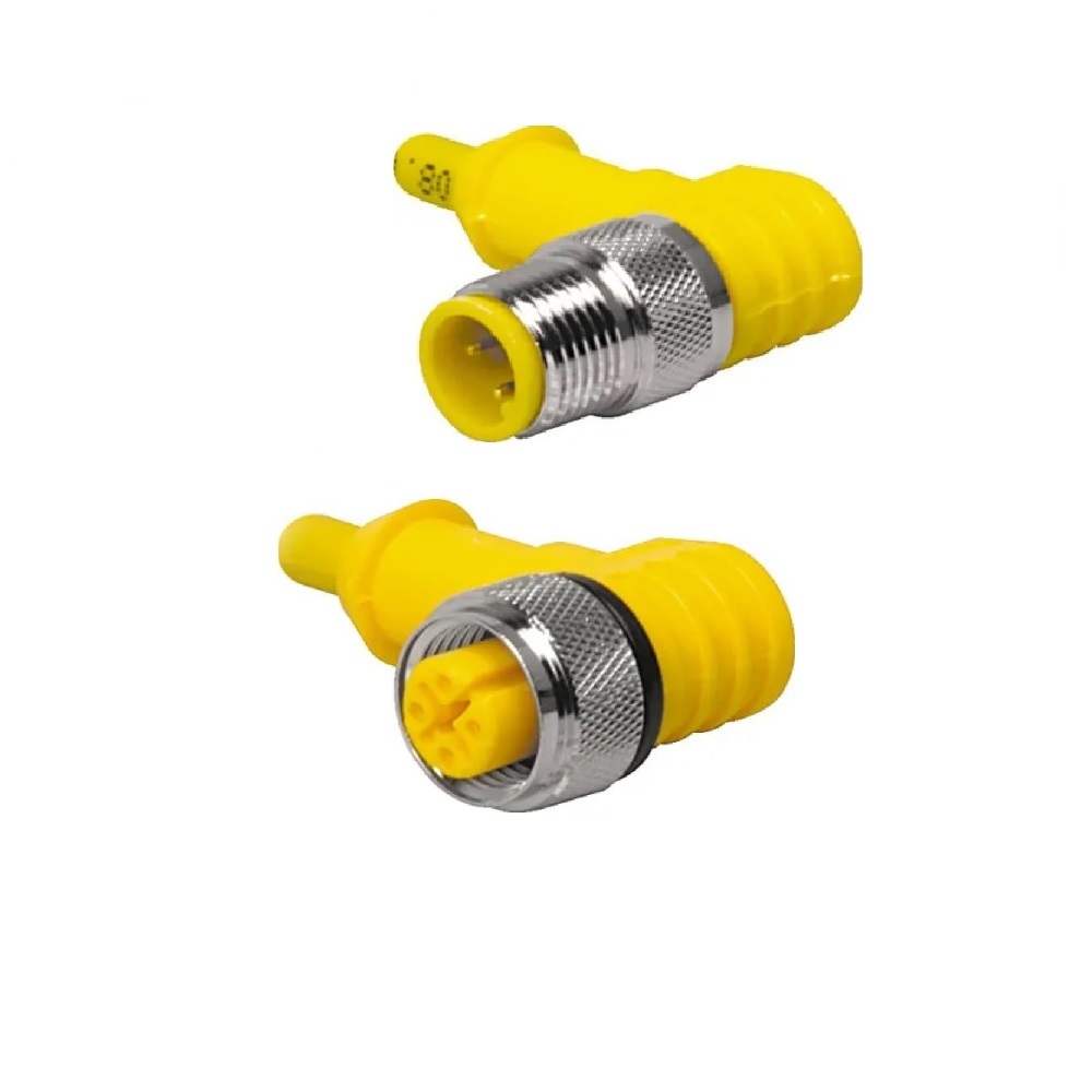 WK 4.43T-4-WS 4.43T/S90 TURCK CORDSET<BR>4 PIN M12 F/M ELB 4M PUR YE HI-FLEX 22AWG 250VAC/DC