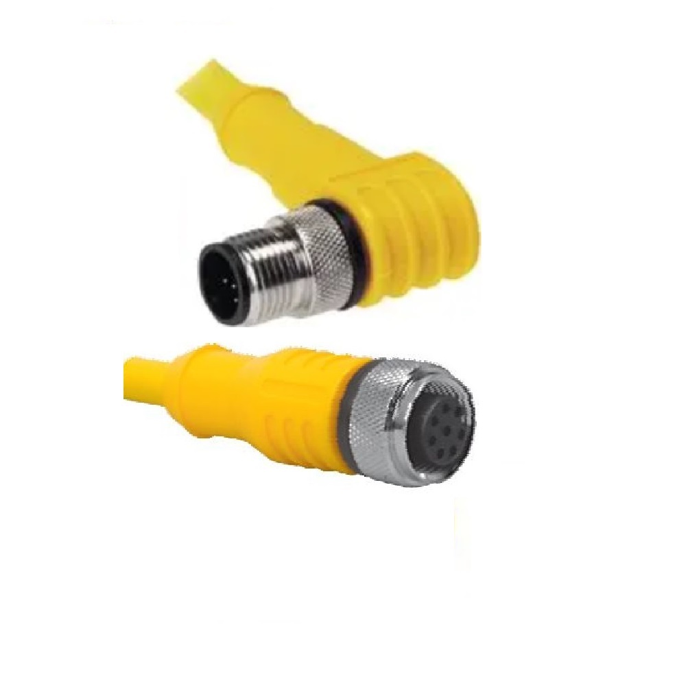 RKC 4.4T-4-WSC 4.4T TURCK CORDSET<BR>4 PIN M12 F/M STR/ELB 4M PVC YE 18AWG 250VAC/DC