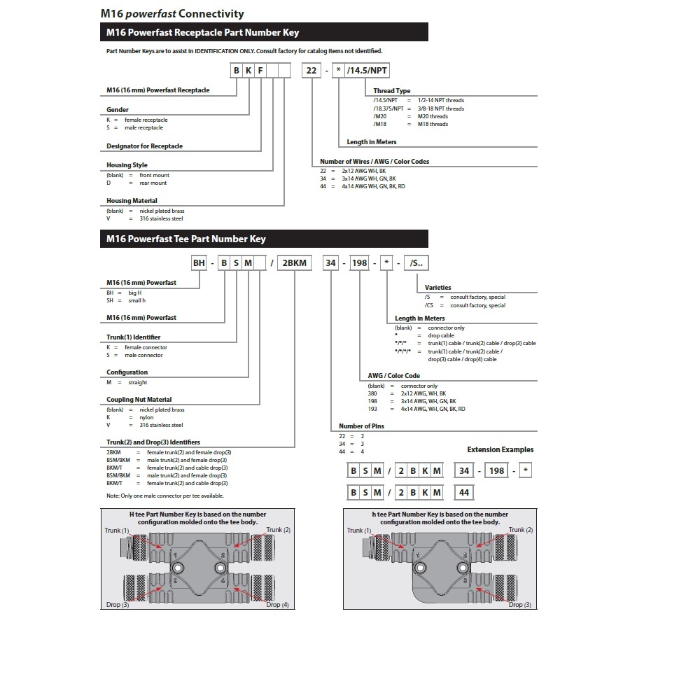 BSF 34-3/14.5/NPT TURCK CIRCULAR CONNECTOR<BR>3 PIN M16 MALE STR FM 3M CABLE 14AWG 1/2" NPT THR 600VAC