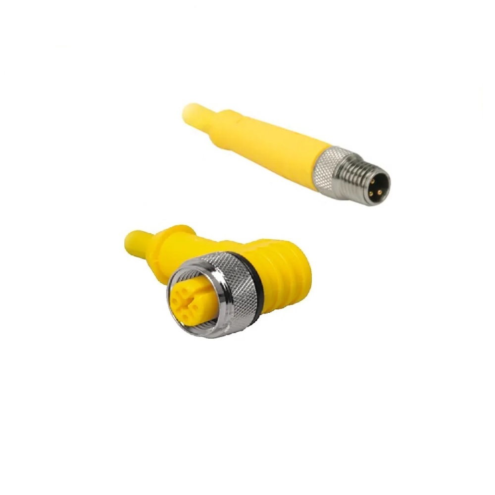 WK 4T-1-PSG 3M TURCK CORDSET<BR>3 PIN M12/M8 F/M STR/ELB 1M PVC YE 20AWG 250VAC/DC