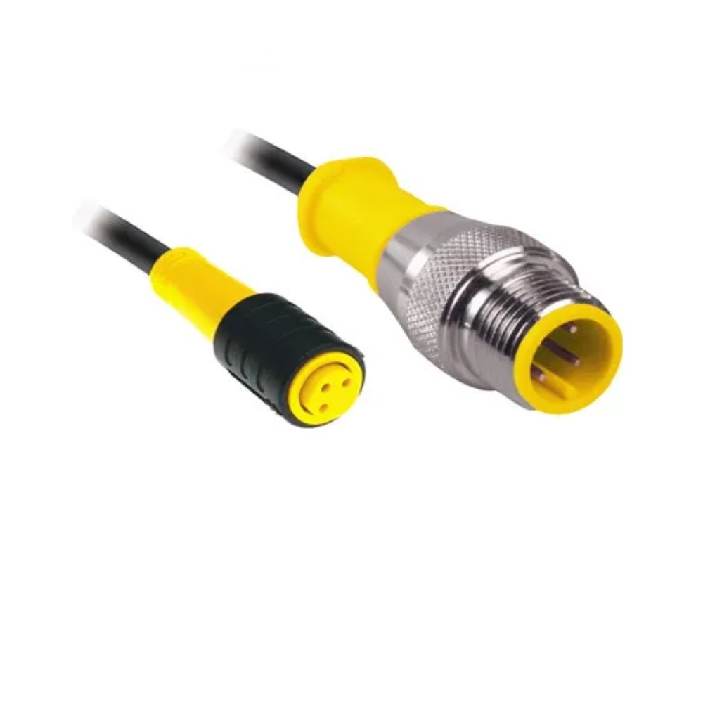 PKG 3Z-2.5-RS 4T TURCK CORDSET<BR>3 PIN M12/M8 M/F STR 2.5M PVC YE 24AWG 125VAC/DC