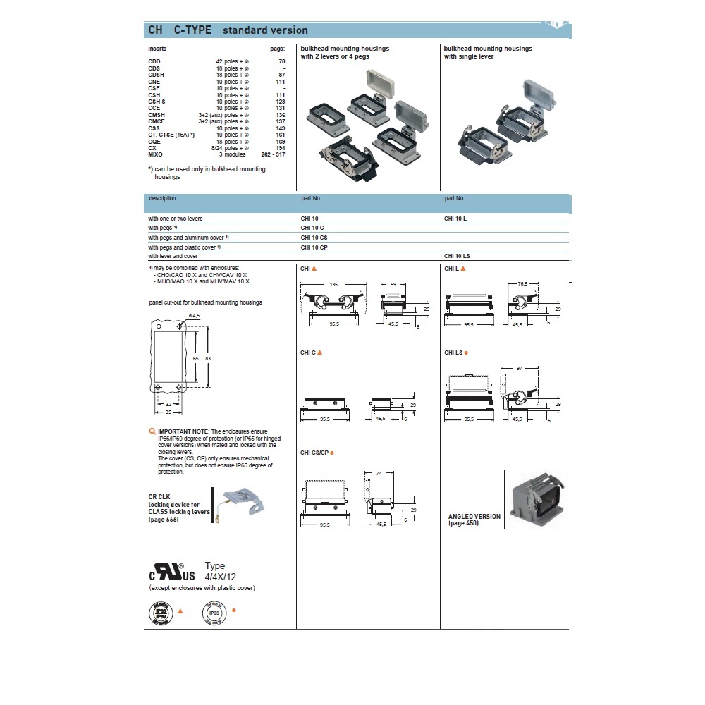 CHI-10 ILME CONNECTOR<BR>10 PIN BASE BULK MOUNT HOUSING