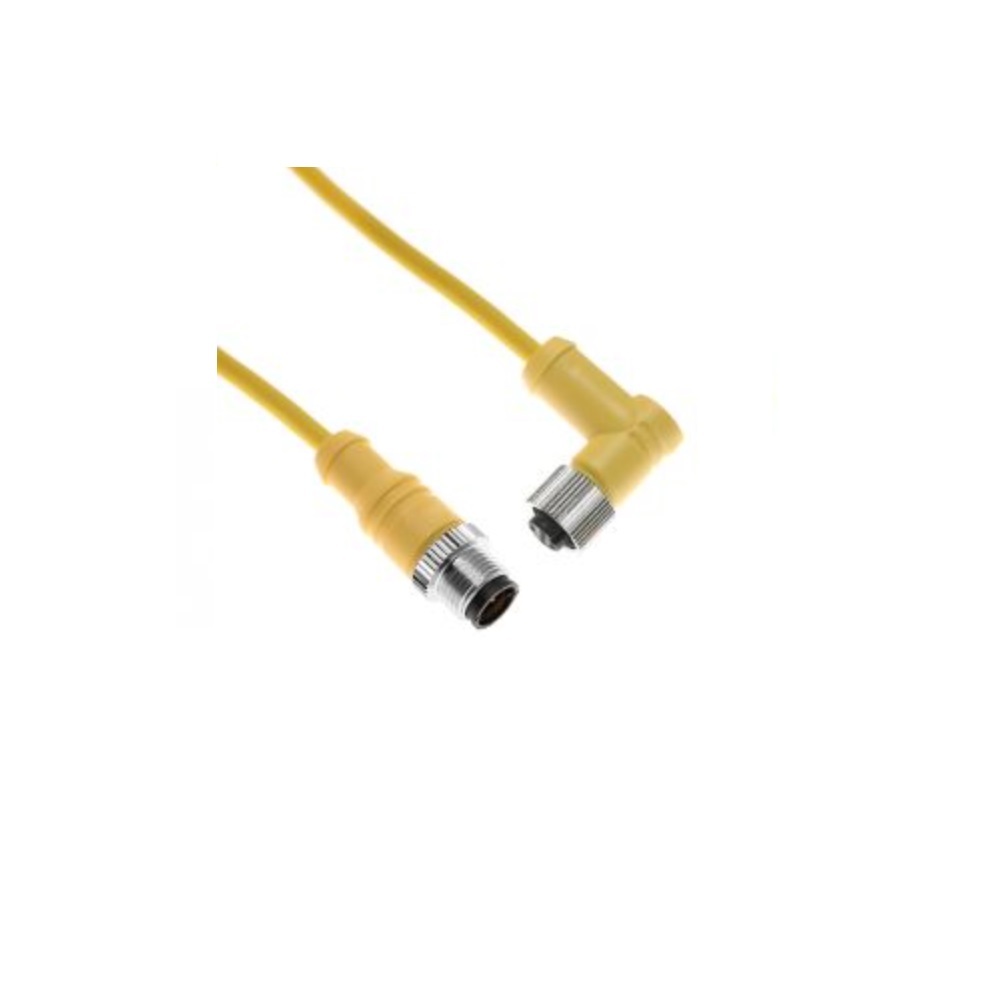 MDC-4MRFP-2M MENCOM CIRCULAR CONNECTOR<BR>4 PIN M12 M/F ELB/STR 2M PVC YE 22AWG 300VAC/DC