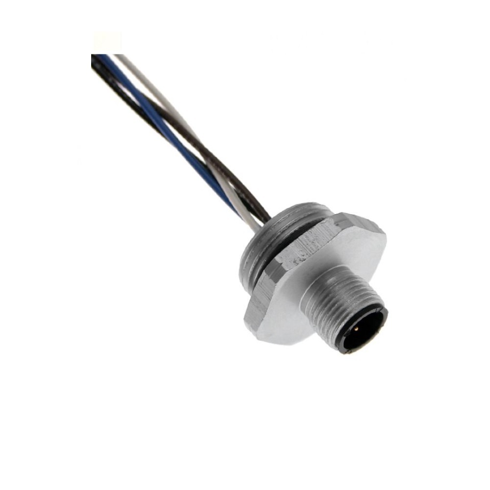 MDC-4MR-M16 MENCOM CIRCULAR CONNECTOR<BR>4 PIN M12 MALE STR FM 1' 22AWG M16 THR 300VAC/DC