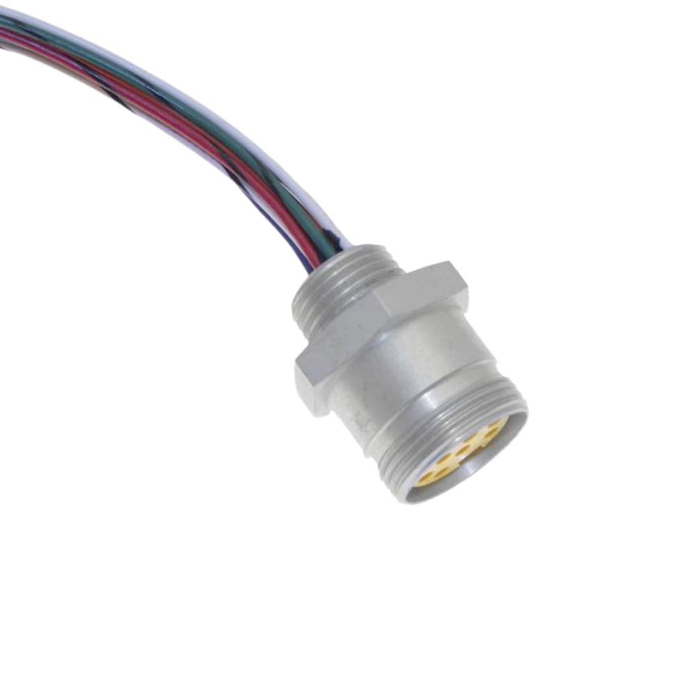 MIN-4FR-1 MENCOM RECEPTACLE<BR>4 PIN 7/8" MINI FEMALE STR FM 1' 16AWG 300VAC/DC