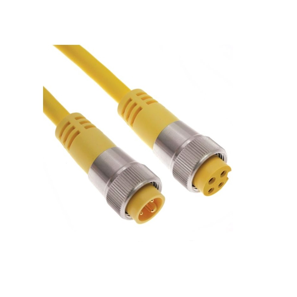 MIN-4MFP-12 MENCOM CORDSET<BR>4 PIN 7/8" MINI M/F STR 12' PVC YE 16AWG 600VAC/DC