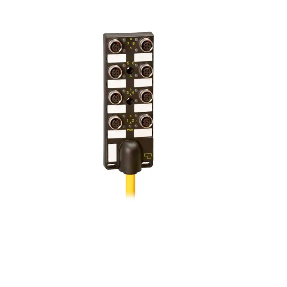 8MB12Z-5P3-7 TURCK JUNCTION BLOCK<BR>8-5 PIN M12 / 7M SIDE EXIT PVC YE 10-30VDC PNP LED