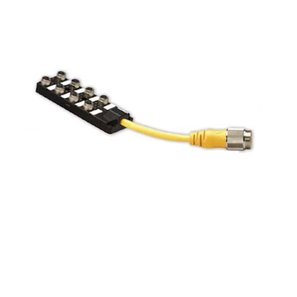 8MB12Z-5-0.3-CSSM 19 TURCK JUNCTION BLOCK<BR>8-5 PIN M12 / 1 1/8" MINI SIDE EXIT/0.3M PVC YE