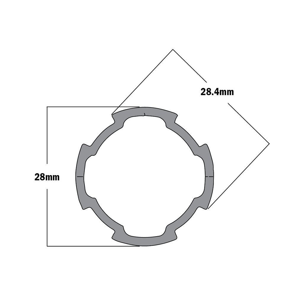 10D-28G-0 MODULAR SOLUTION D28 EXTRUDED PROFILE<BR>28MM OD FRAME WITH RIDGE MOUNT & INTERNAL 4M LONG