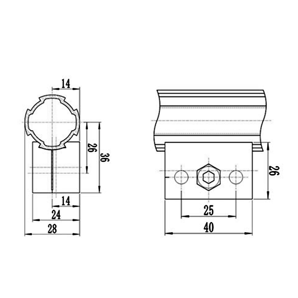 41D-103-0 MODULAR SOLUTION D28 CONNECTOR<BR>CONNECTOR BASE RIDGE MOUNT