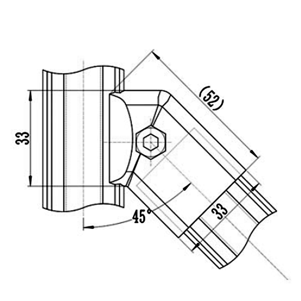 41D-118-0 MODULAR SOLUTION D28 CONNECTOR<BR>CONNECTOR END TO RIDGE MOUNT 45 DEGREE