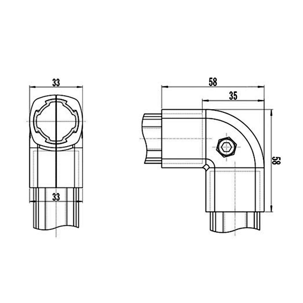 41D-121-0 MODULAR SOLUTION D28 CONNECTOR<BR>CONNECTOR 90 DEGREE END TO END OUTER TYPE