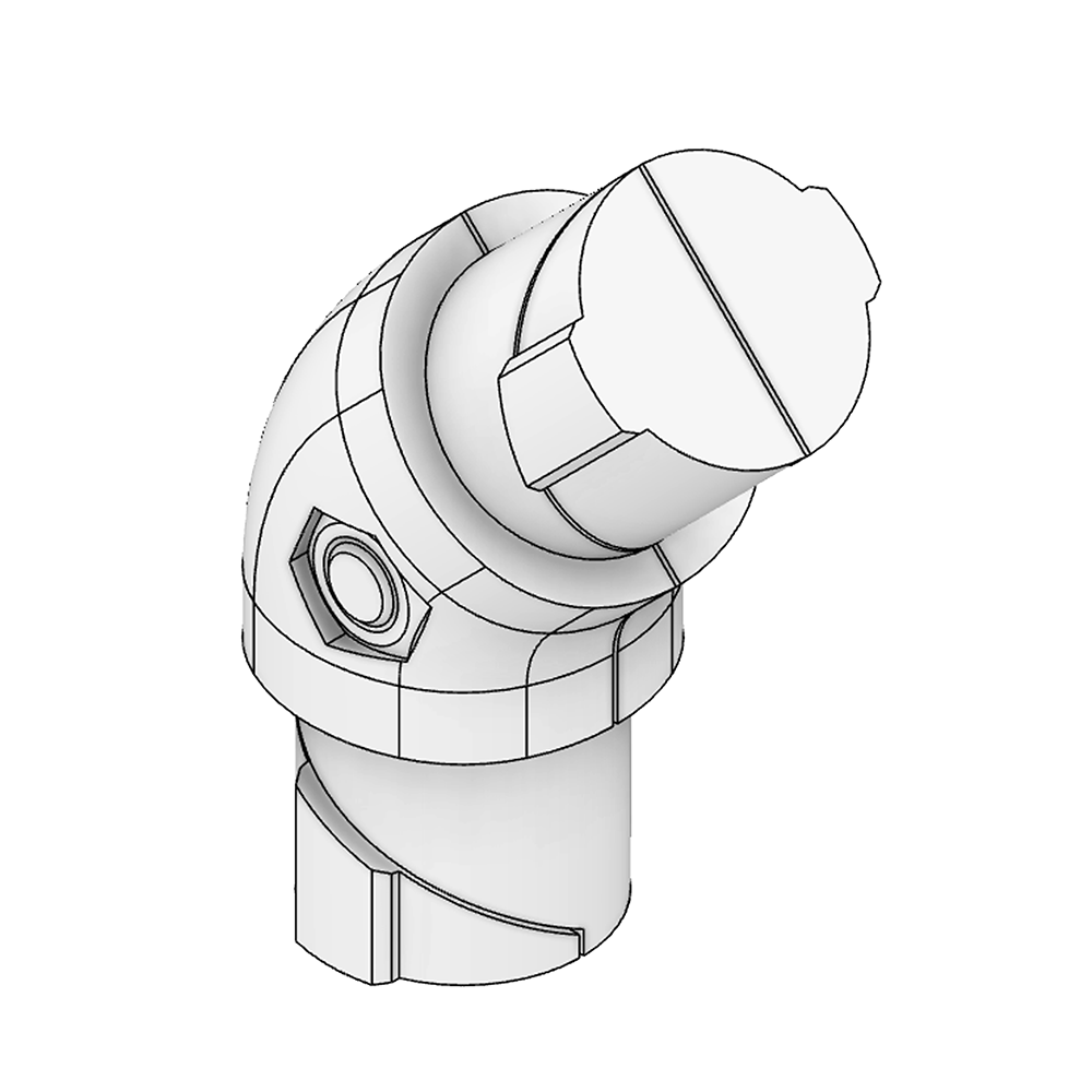 41D-142-0 MODULAR SOLUTION D28 CONNECTOR<BR>CONNECTOR 135 DEGREE END TO END INNER TYPE