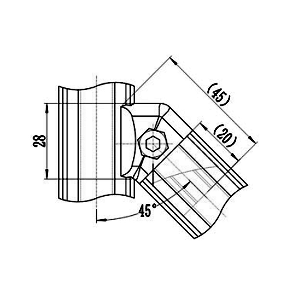 41D-145-0 MODULAR SOLUTION D28 CONNECTOR<BR>CONNECTOR INTERNAL END TO RIDGE MOUNT 45 DEGREE