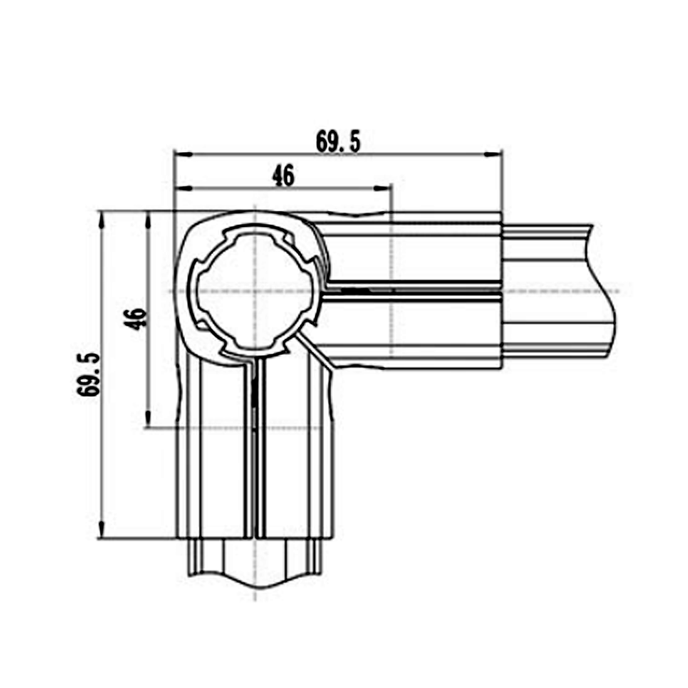 41D-163-0 MODULAR SOLUTION D28 CONNECTOR<BR>CONNECTOR SHAFT TO DUAL END 90 DEGREE