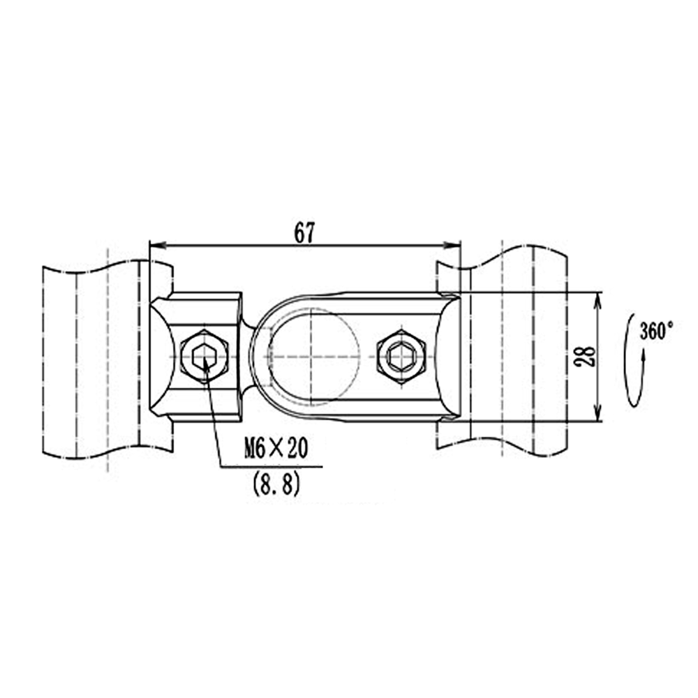 42D-283-0 MODULAR SOLUTION D28 CONNECTOR<BR>FREE ANGLE CONNECTOR RIDGE TO RIDGE