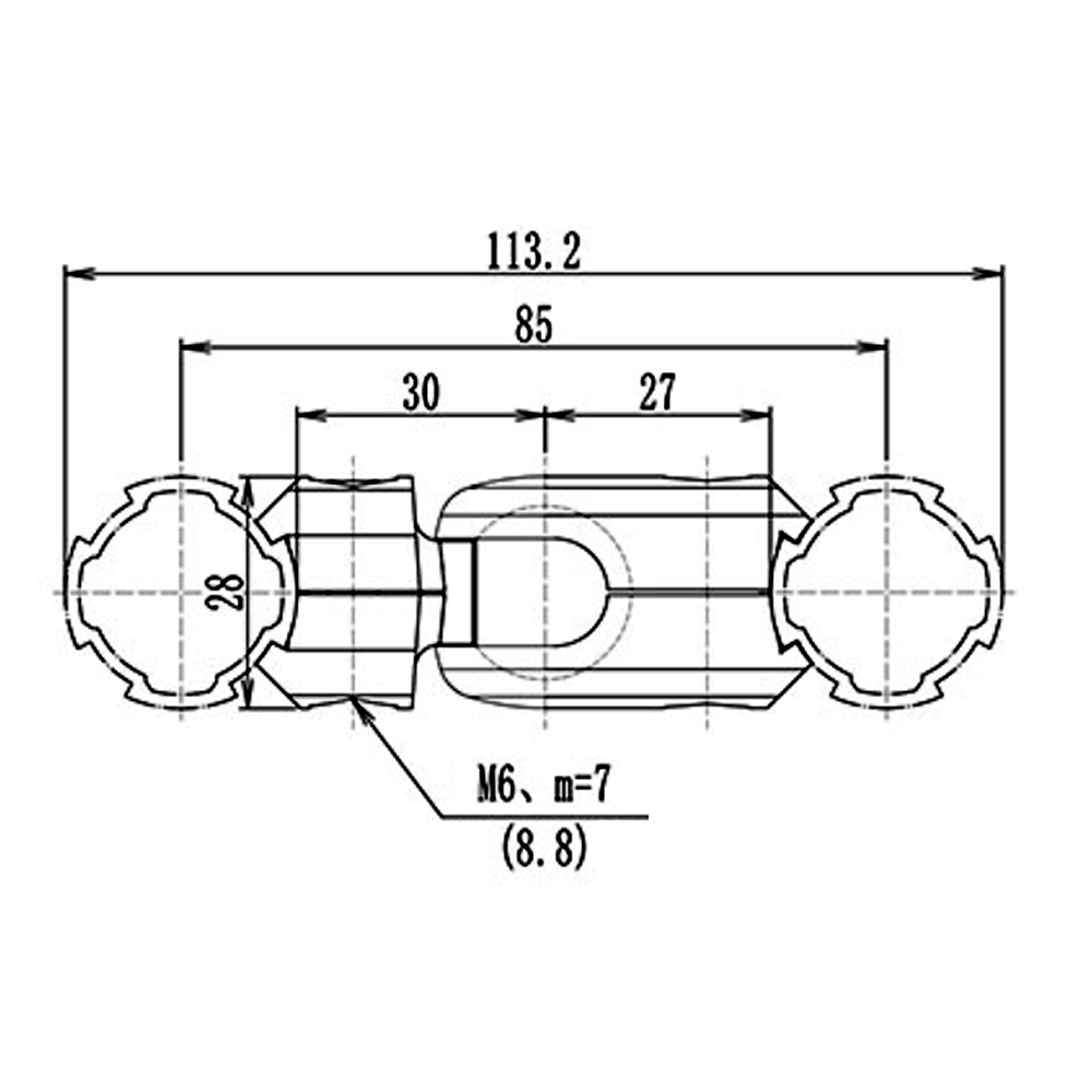 42D-283-0 MODULAR SOLUTION D28 CONNECTOR<BR>FREE ANGLE CONNECTOR RIDGE TO RIDGE