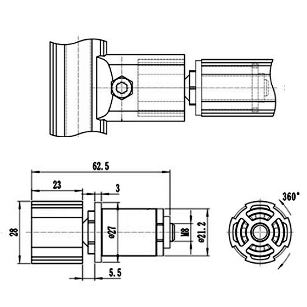 42D-286-0 MODULAR SOLUTION D28 CONNECTOR<BR>D28 SWIVEL JOINT