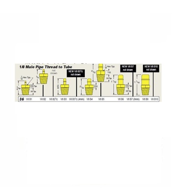 1/8B2 1/2 MEM-CO BRASS FITTING<BR>1/8" NPT MALE X 3/32" BARB