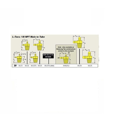 1/8LB2 1/2 MEM-CO BRASS FITTING<BR>1/8" NPT MALE X 3/32" BARB ELBOW