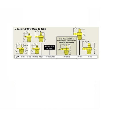 1/8LT3 MEM-CO BRASS FITTING<BR>1/8" NPT MALE X 1/8" BARB RUN TEE