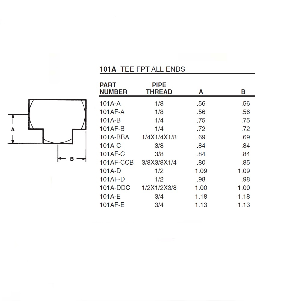 101A-D ANDERSON BRASS FITTING<BR>1/2" NPT FEMALE TEE