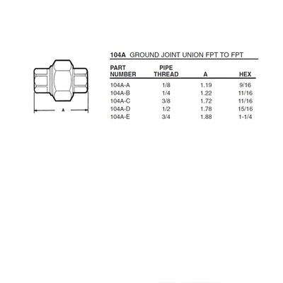 104A-D ANDERSON BRASS FITTING<BR>1/2" NPT FEMALE COUPLING