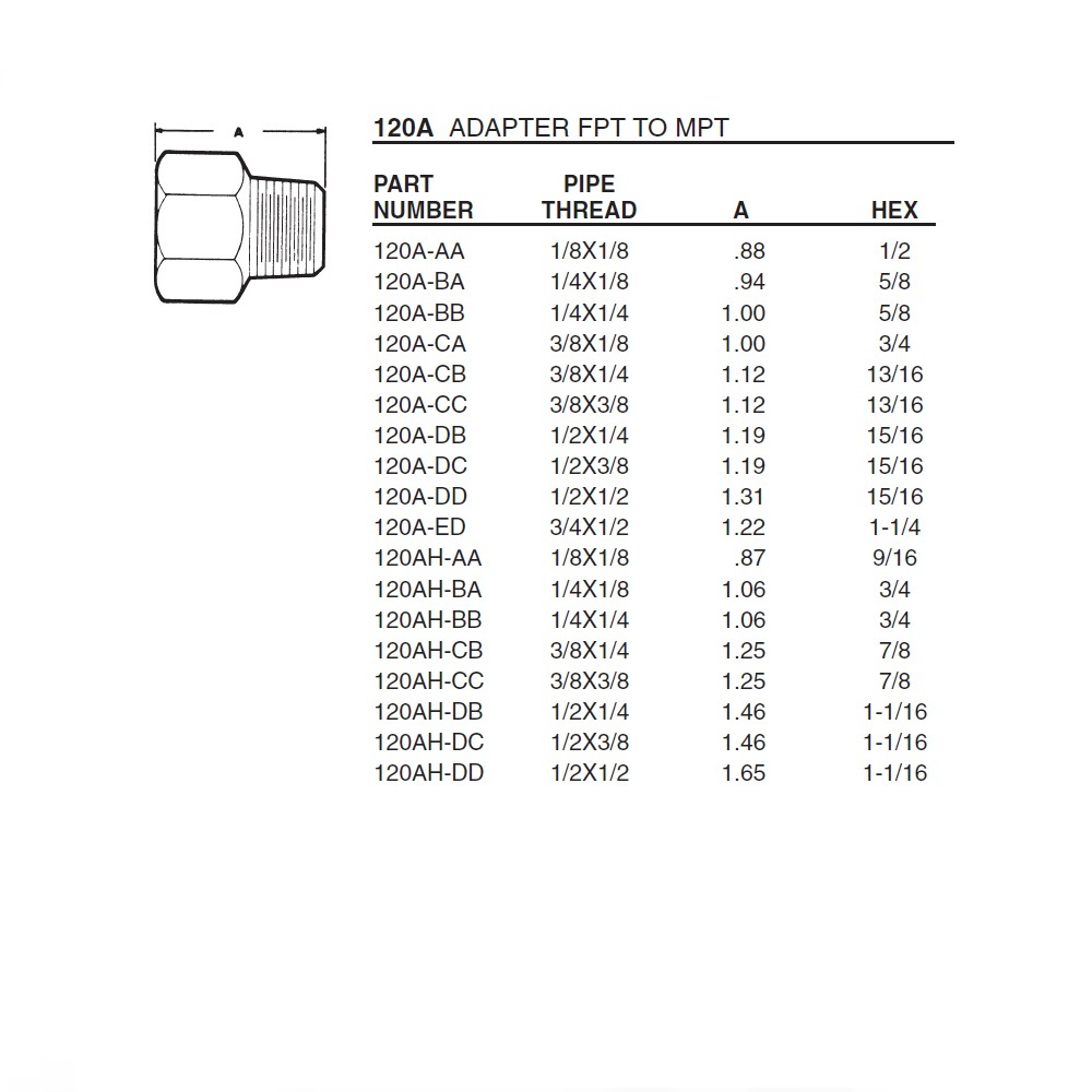 120A-CB ANDERSON BRASS FITTING<BR>1/4" NPT MALE X 3/8" NPT FEMALE ADAPTER