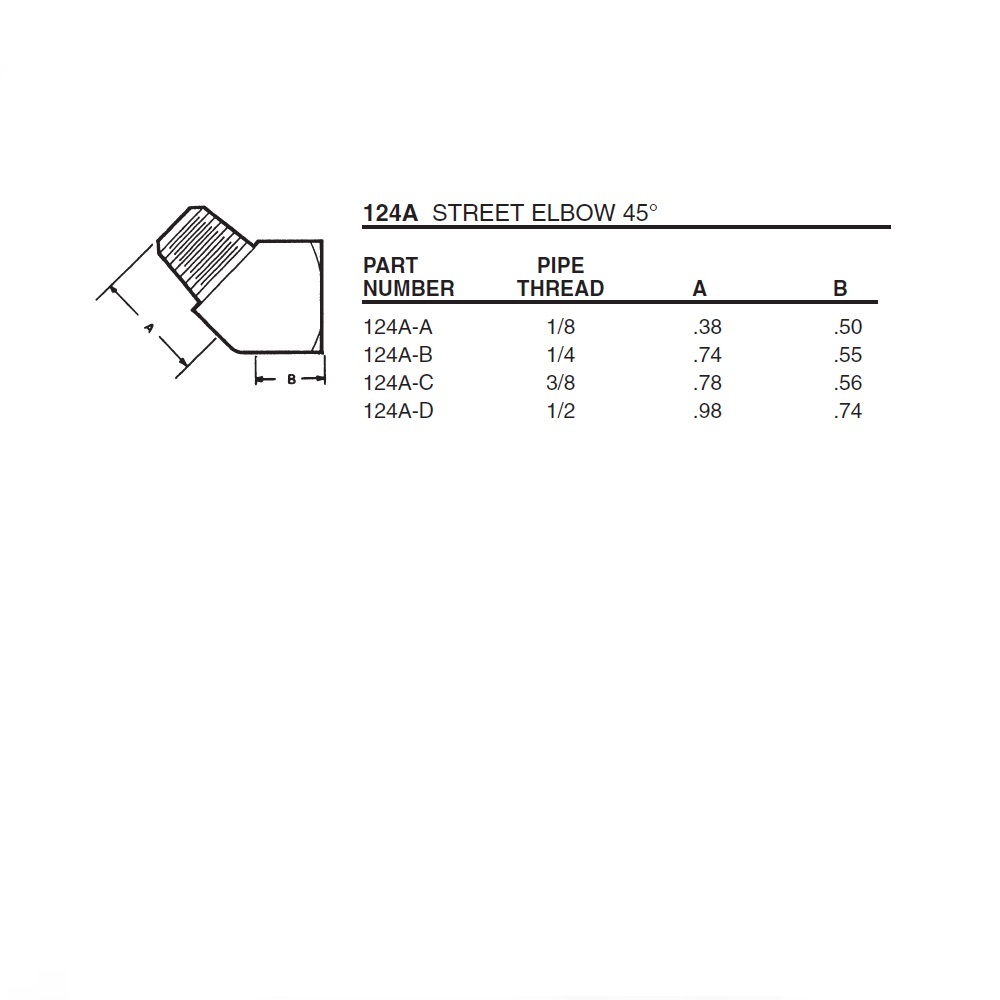 124A-A ANDERSON BRASS FITTING<BR>1/8" NPT MALE/FEMALE 45DEG STREET ELBOW