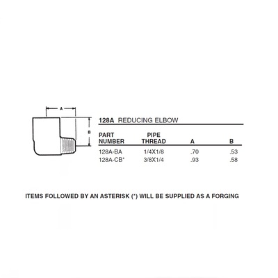 128A-BA ANDERSON BRASS FITTING<BR>1/8" NPT MALE X 1/4" NPT FEMALE REDUCING ELBOW