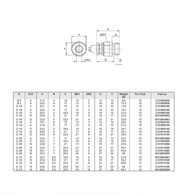 2121010140 NUMATICS/AVENTICS PLASTIC PUSH-IN FITTING<BR>10MM TUBE X 1/4" G MALE (OVAL)