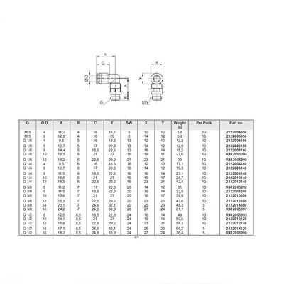 2122010140 NUMATICS/AVENTICS PLASTIC PUSH-IN FITTING<BR>10MM TUBE X 1/4" G ELBOW (OVAL)