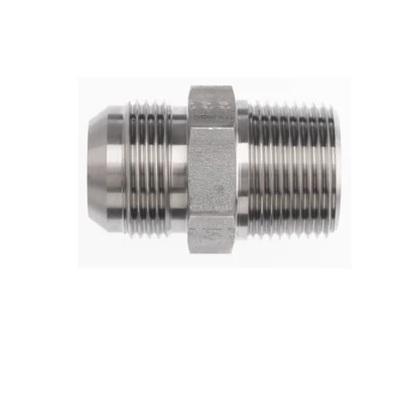 2404-06-04-SS AIR-WAY STAINLESS STEEL FITTING<BR>1/4" NPT MALE X 3/8" 37DEG JIC MALE HEX NIPPLE