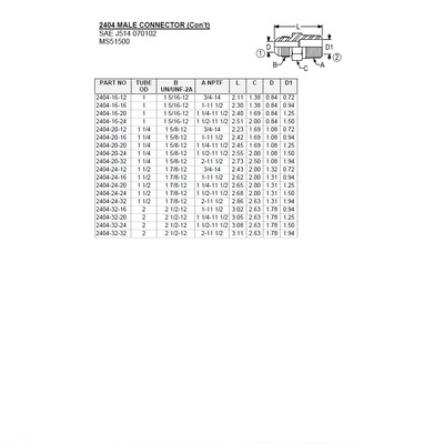 2404-16-08 AIR-WAY STEEL FITTING<BR>1/2" NPT MALE X 1" 37DEG JIC MALE HEX NIPPLE
