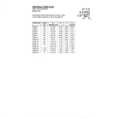 2408-05 AIR-WAY STEEL FITTING<BR>5/16" 37DEG JIC MALE HEX HEAD PLUG