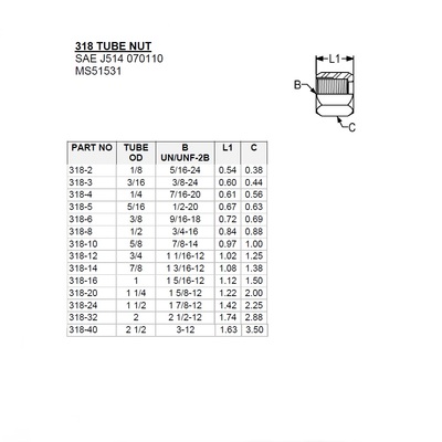 318-10 AIR-WAY STEEL FITTING PART<BR>5/8" 37DEG JIC NUT