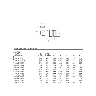 469ACTS-4A ANDERSON PLASTIC PUSH-IN FITTING<BR>1/4" TUBE X 1/8" NPT MALE ELBOW