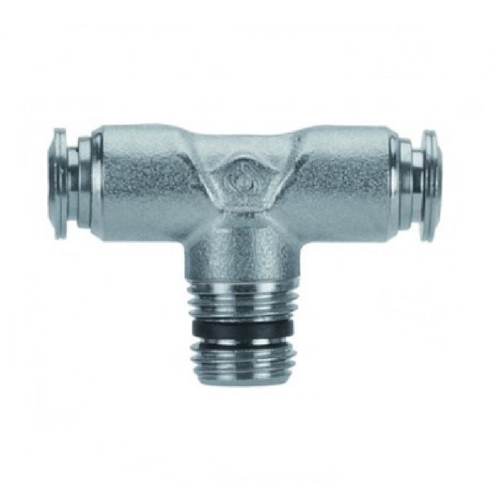 57200-8-1/8 AIGNEP NP BRASS PUSH-IN FITTING<BR>8MM TUBE X 1/8" BSPT MALE BRANCH TEE (FIXED)