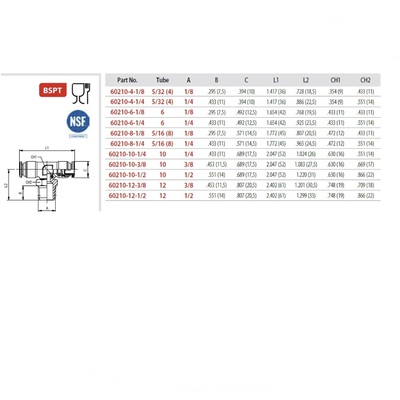 60210-06-04 AIGNEP STAINLESS STEEL PUSH-IN FITTING<BR>3/8" TUBE X 1/4" UNIV MALE SWIVEL BRANCH TEE