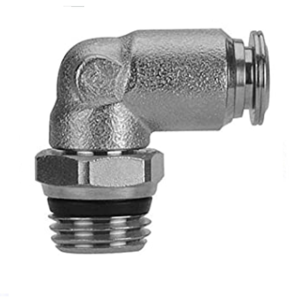 89110V-04-02 AIGNEP NP BRASS PUSH-IN FITTING<BR>1/4" TUBE X 1/8" UNIV MALE SWIVEL ELBOW (VITON)