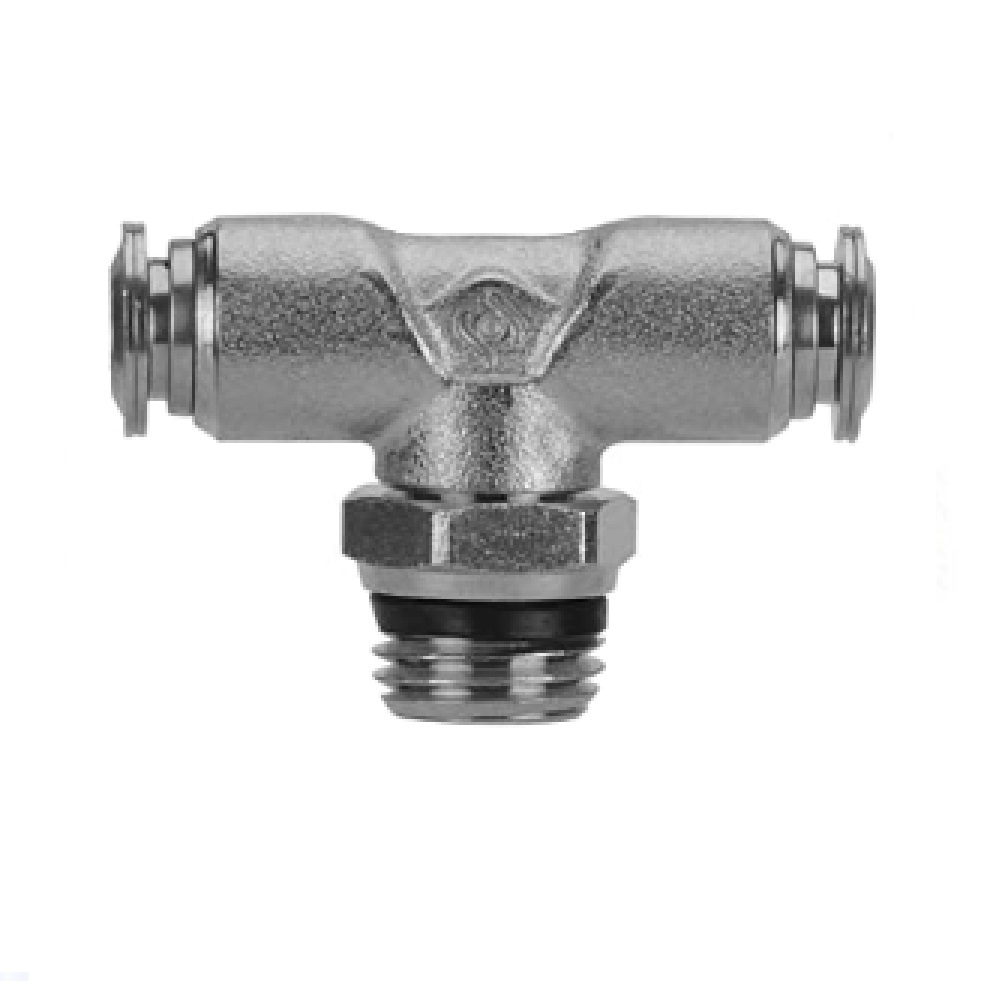 89210-02-02 AIGNEP NP BRASS PUSH-IN FITTING<BR>1/8" TUBE X 1/8" UNIV MALE SWIVEL BRANCH TEE