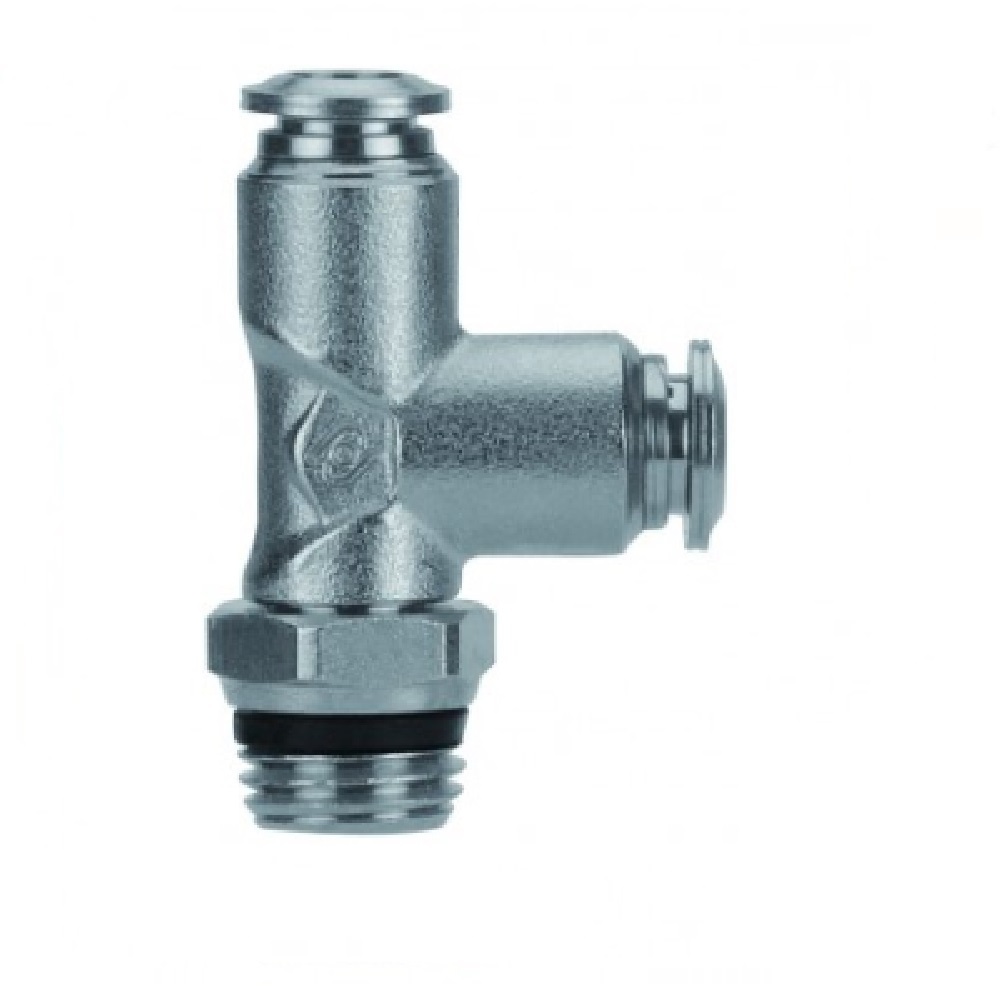 89222-04-06 AIGNEP NP BRASS PUSH-IN FITTING<BR>1/4" TUBE X 3/8" UNIV MALE SWIVEL RUN TEE