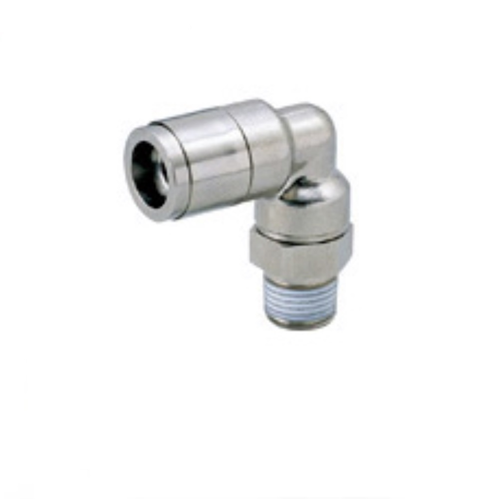 KL10-02 PISCO BRASS PUSH-IN FITTING<BR>10MM TUBE X 1/4" BSPT MALE ELBOW (SPLATTER PROOF)