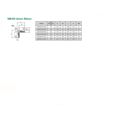 NB106-008-000 NUMATICS/AVENTICS NP BRASS PUSH-IN FITTING<BR>8MM TUBE UNION ELBOW